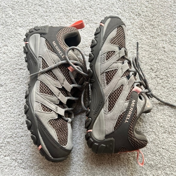 Merrell Alverstone Women's Hiking Shoes Gray and Brown and Pink Trail - Picture 5 of 6